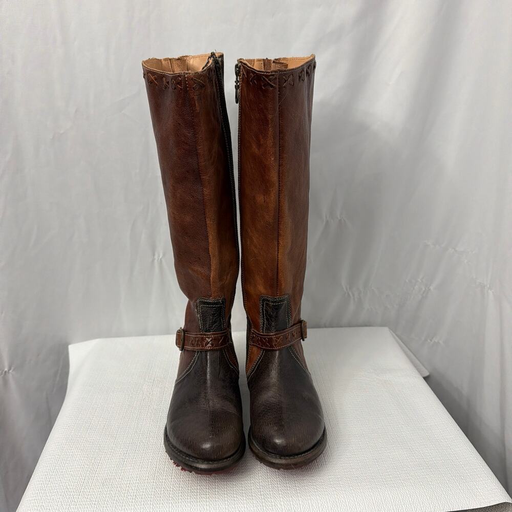 BedStu Boots Womens 7.5 Glaye Tall Riding Two Tone Back Zip for Wide Calves - Picture 4 of 15